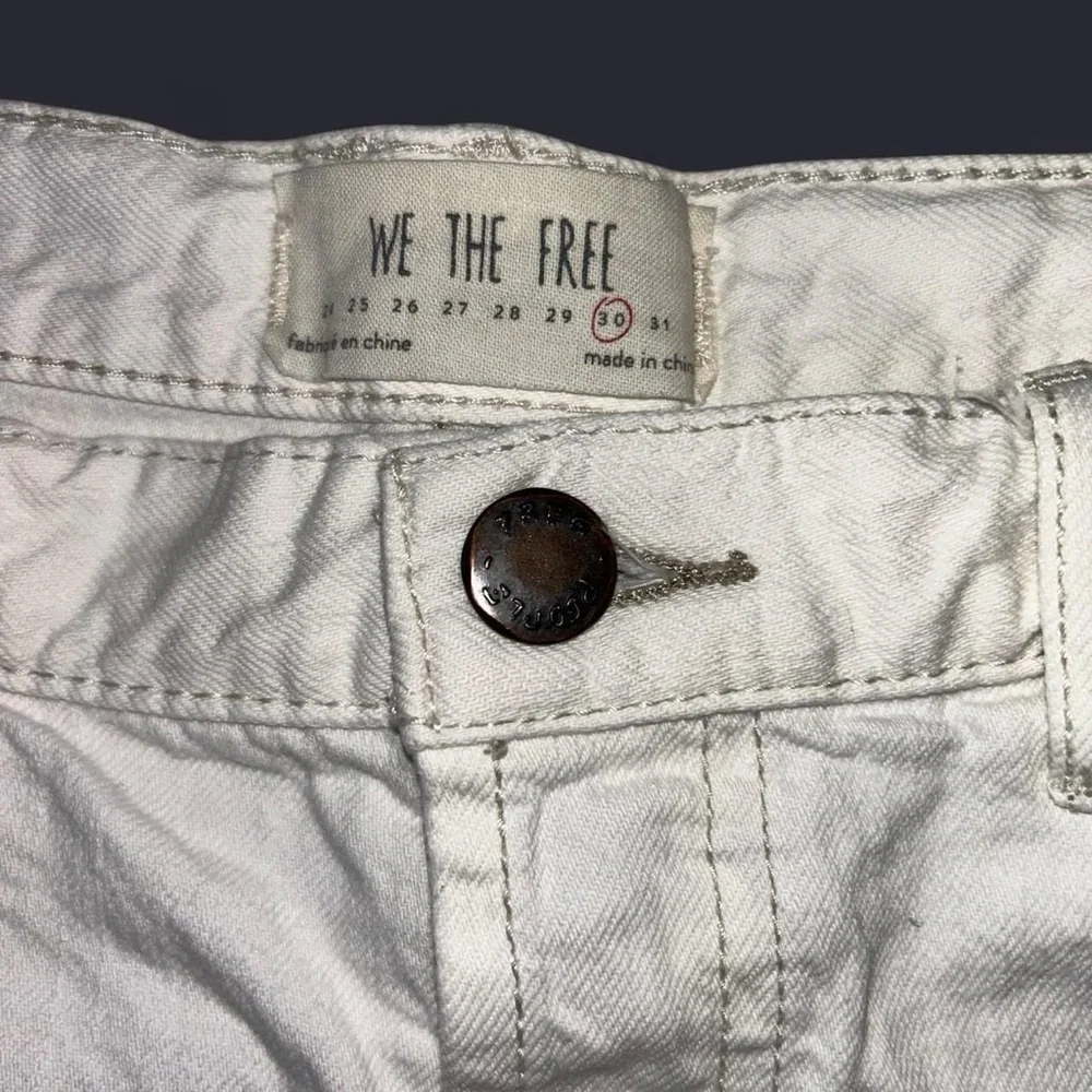 We The Free by Free People White Denim Shorts | Size 30 | Button Fly